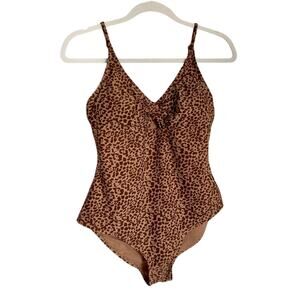 Jones New York Animal Print Padded Front Scrunch Medium Coverage One Piece
